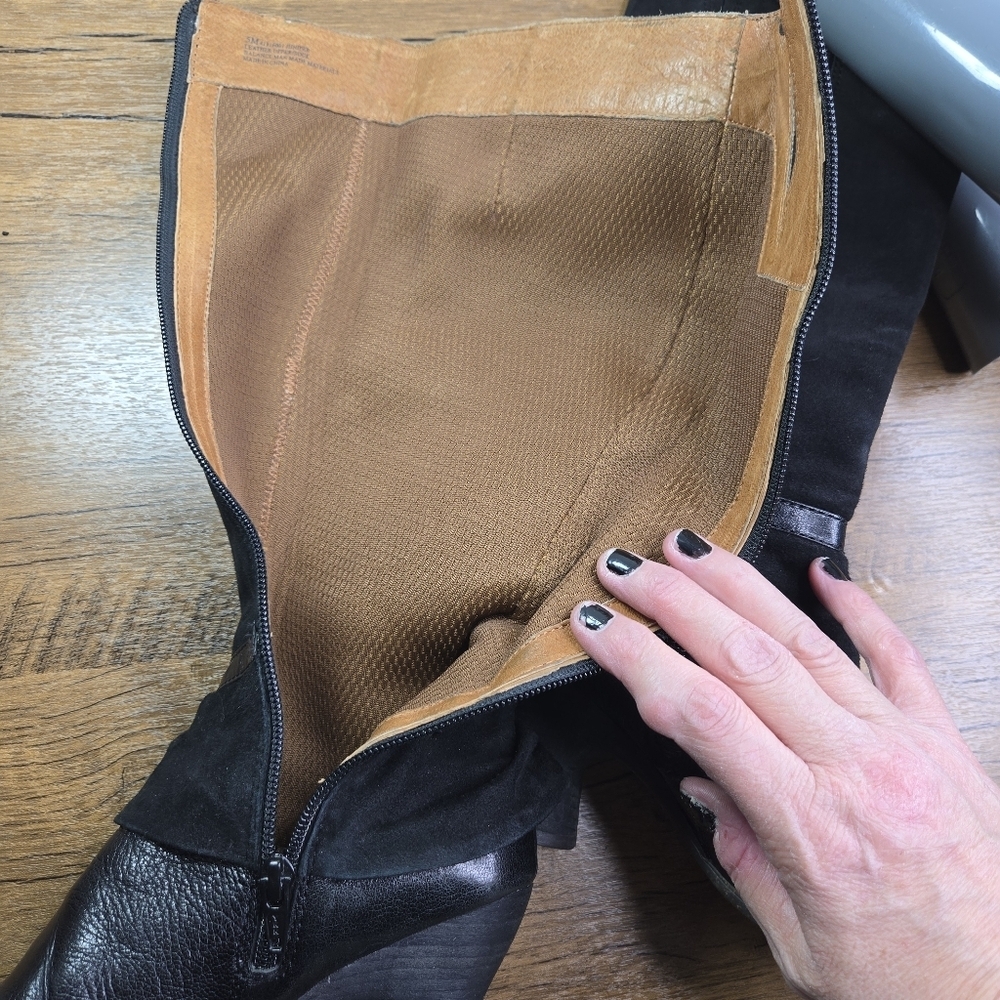 Naya Anthropologie Juniper Black Leather Suede Romantic Victorian Tall Boots - Picture 5 of 12